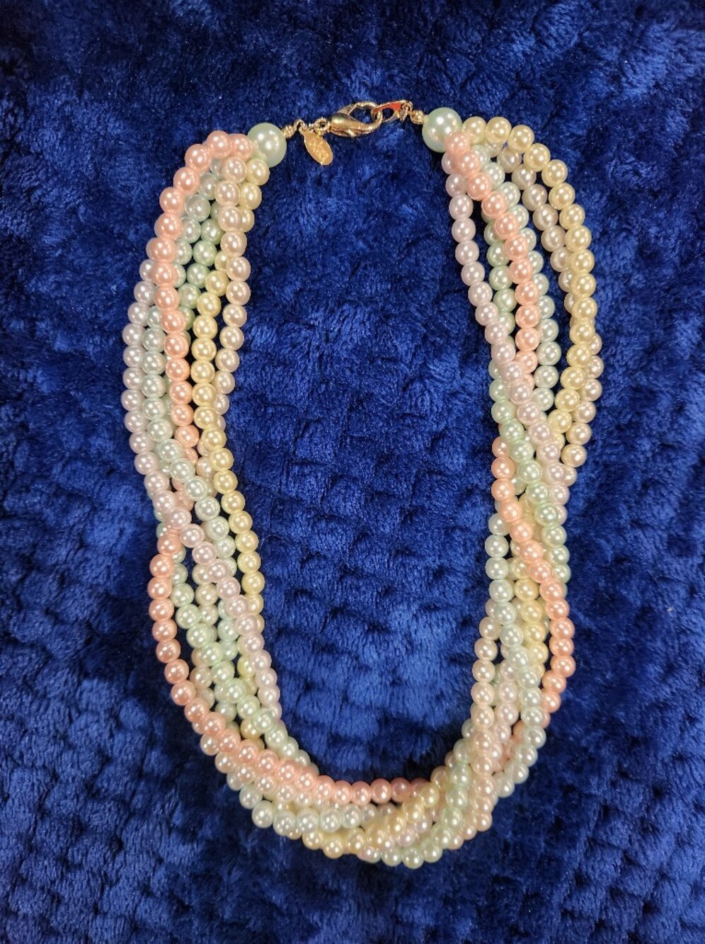 Joan Rivers Pastel Multicolor Multistrand Faux Pearl Necklace, Vintage